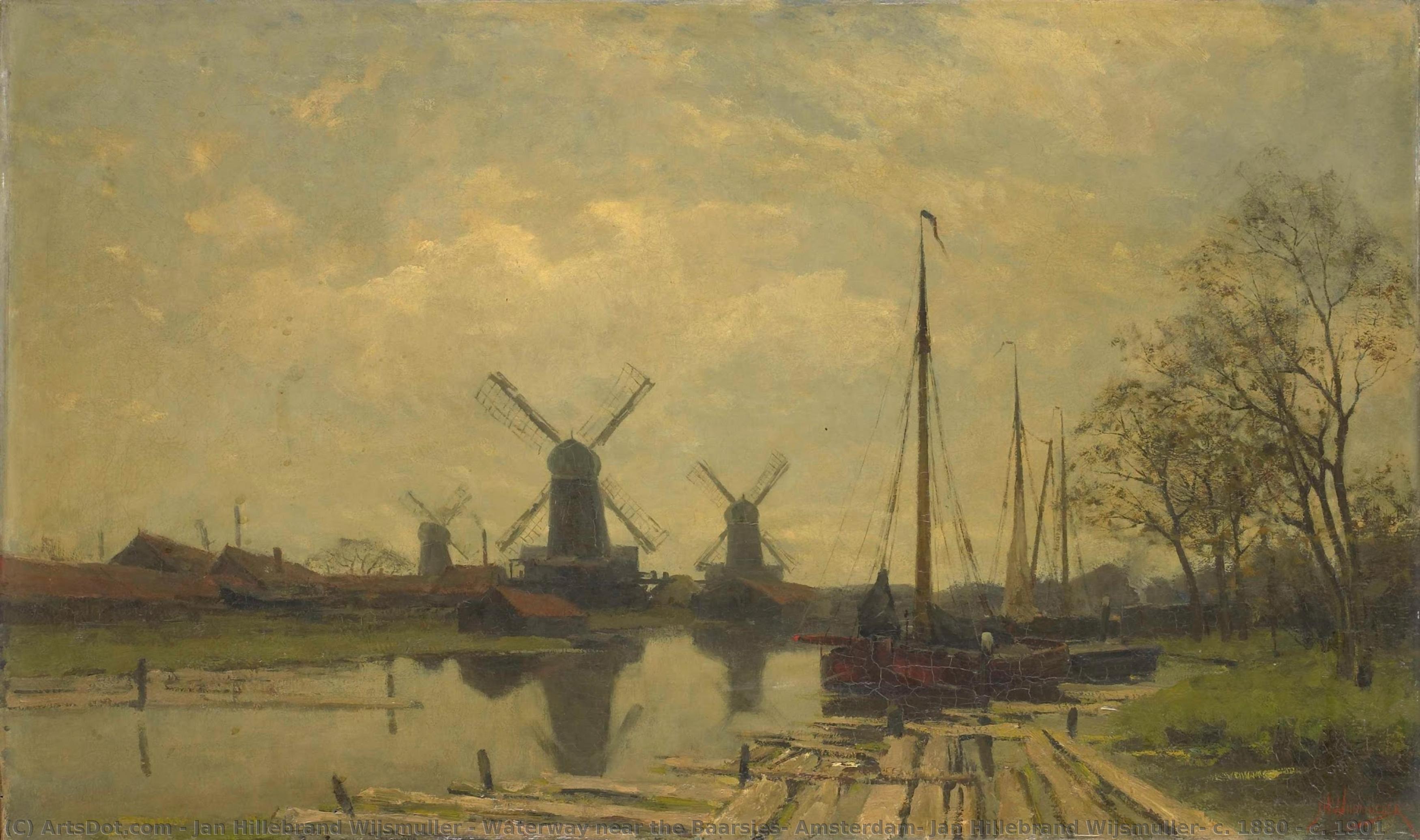 Waterway Near The Baarsjes, Amsterdam, Jan Hillebrand Wijsmuller, C. 1880 - C. 1901 — Jan Hillebrand Wijsmuller