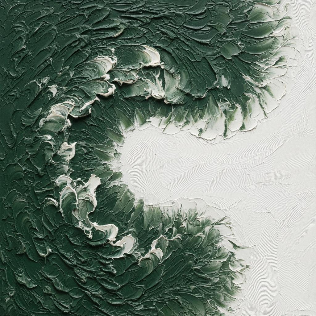 Aufkeimende Schatten In Waldgrün: Eine Monumentale Studie Turbulenter Impasto-bewegung — David Moreau