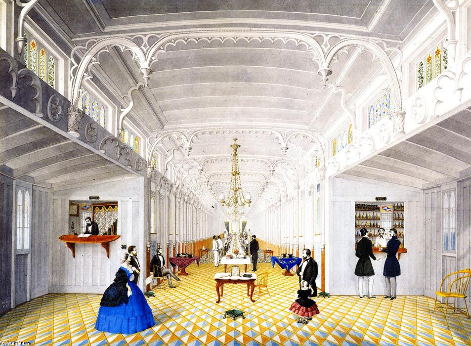 Interior Of The Main Cabin Of The Steamboat Princess/imperial — Marie Adrien Persac