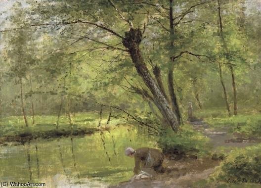Washerwoman Near The Epte At Gasny — Cesar De Cock
