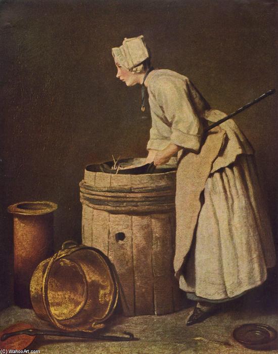 Frau, Geschirr Scheuernd — Jean-baptiste-siméon Chardin