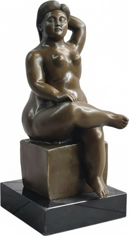 Serene Bronze Figure: Modern Contemplation Sculpture