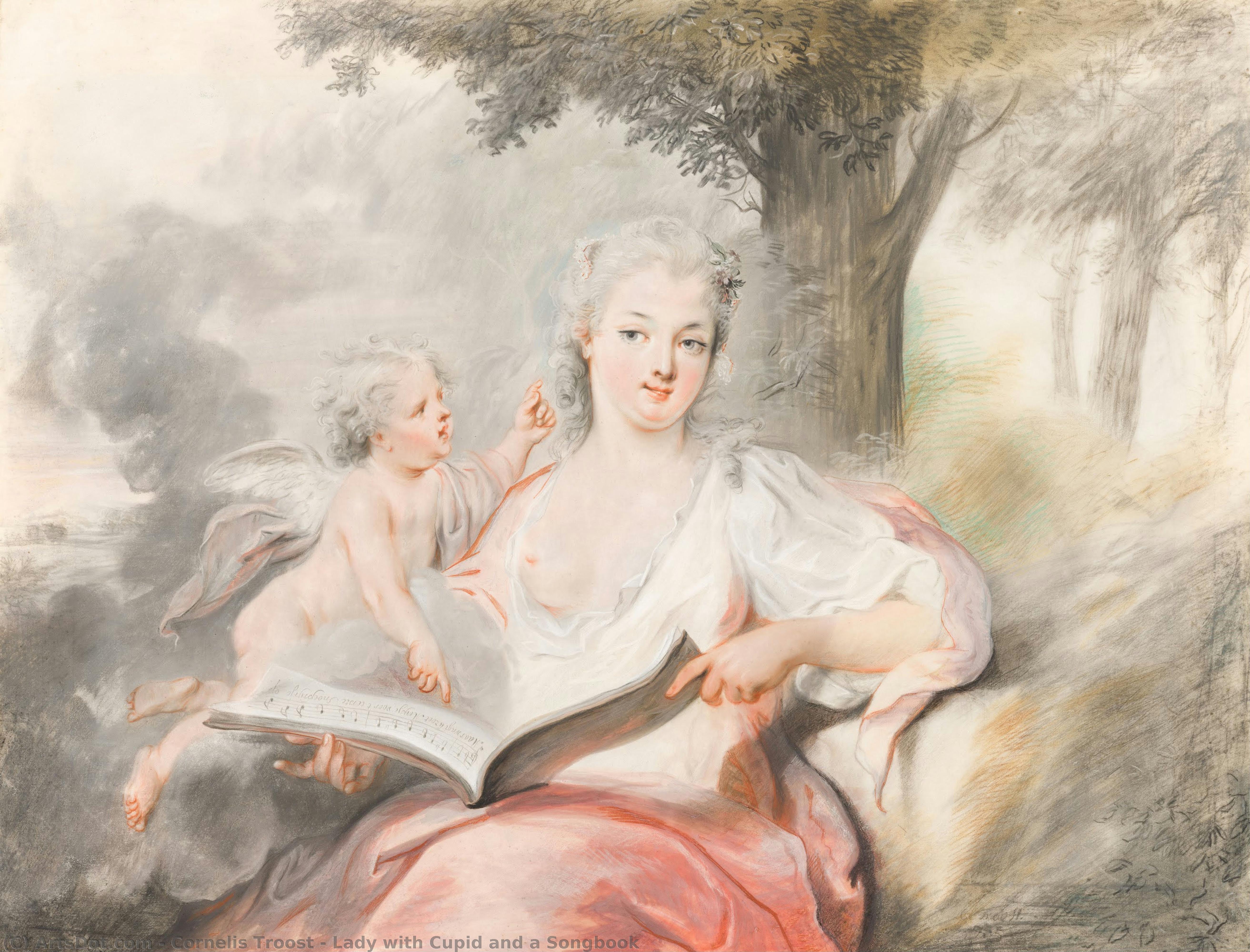 Lady With Cupid And A Songbook — Cornelis Troost
