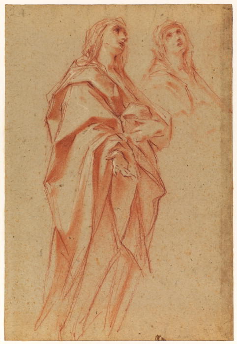 Draped Female Figure And Study Of A Head — Reni Guido (le Guide)