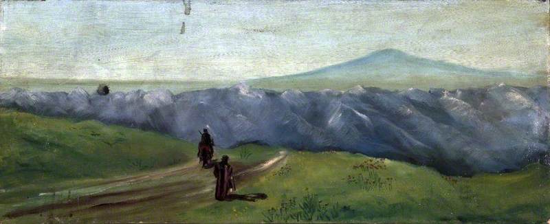 Mountainous Landscape With Figures And A Distant Mount Tabor — Caroline Emily Gray Hill