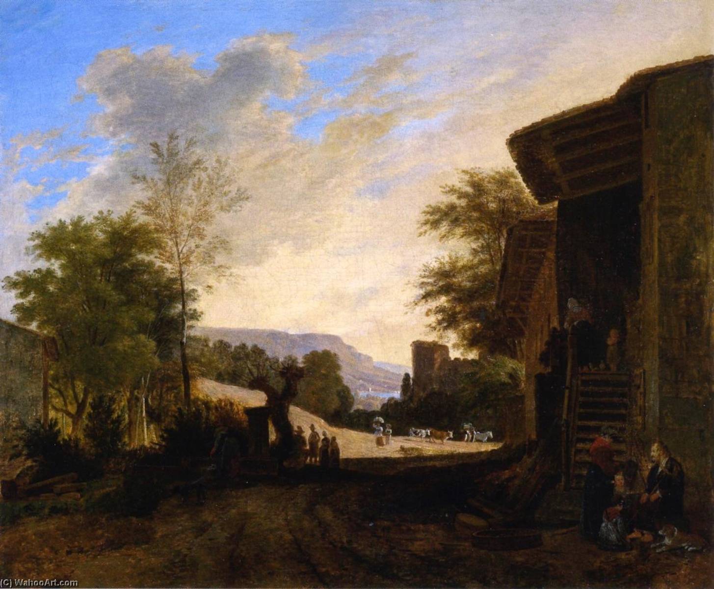Landscape With Farm, Cattle And Figures — Adam Töpffer
