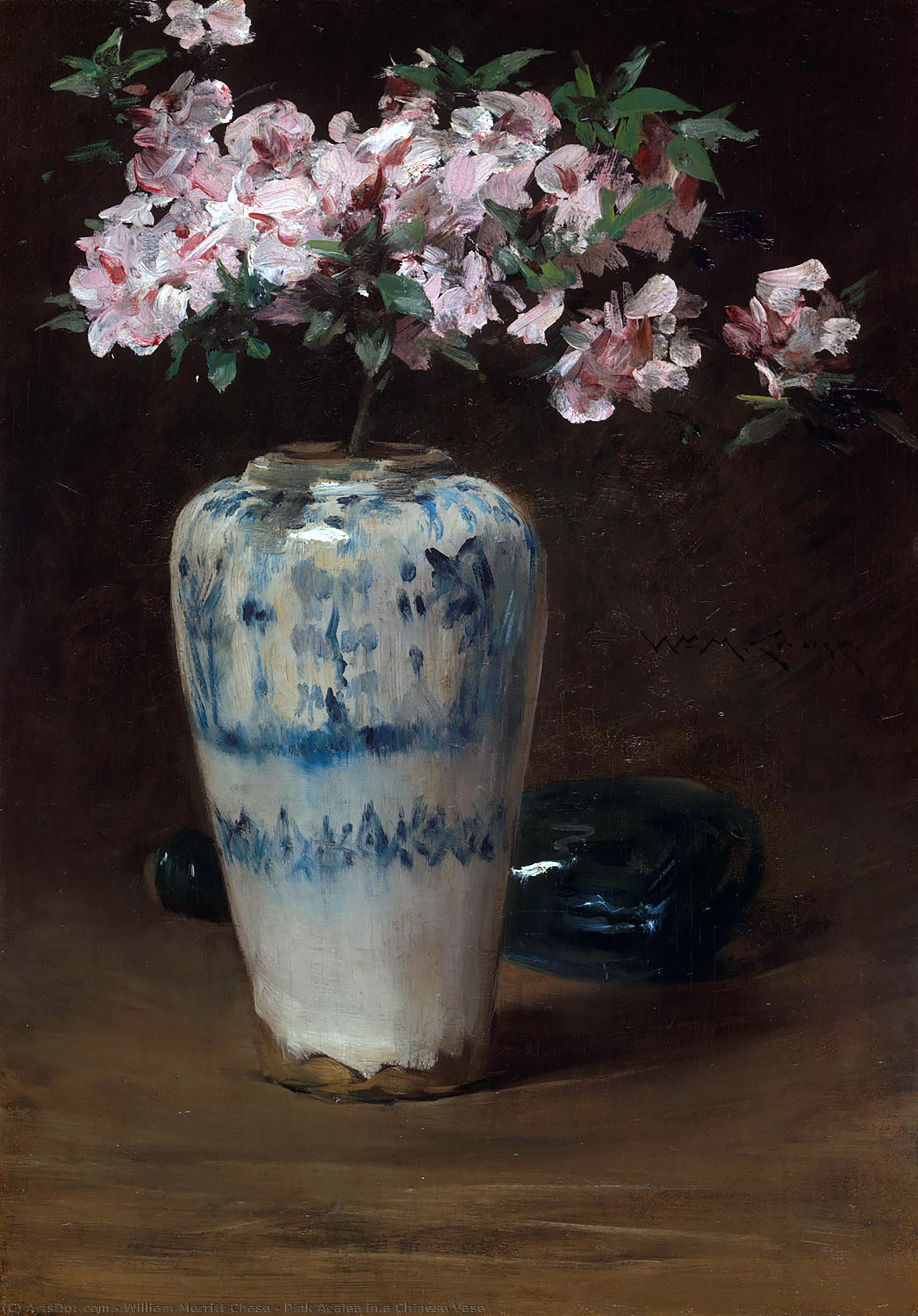 Pink Azalea In A Chinese Vase — William Merritt Chase