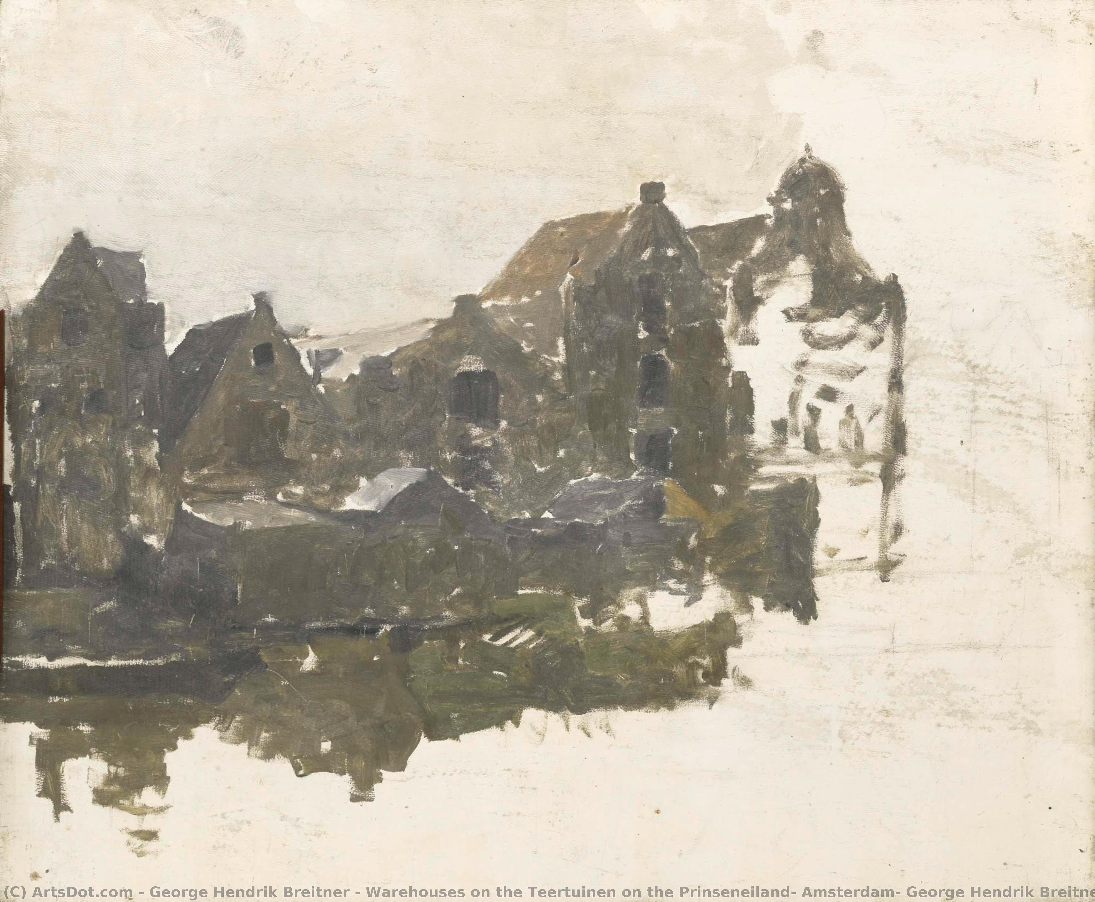 Warehouses On The Teertuinen On The Prinseneiland, Amsterdam, George Hendrik Breitner, 1880 - 1923 — George Hendrik Breitner