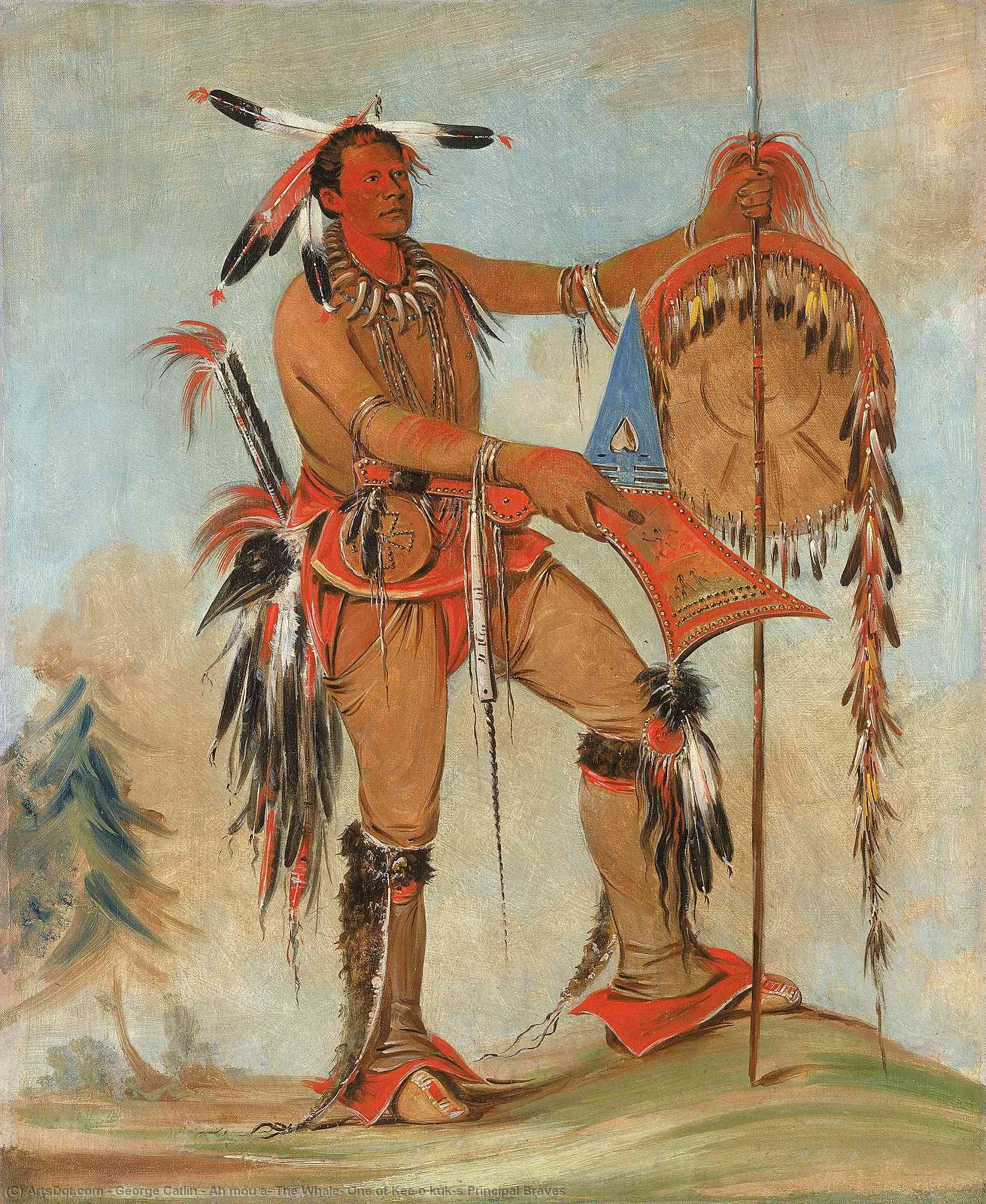 Ah Móu A, The Whale, One Of Kee O Kúk's Principal Braves — George Catlin