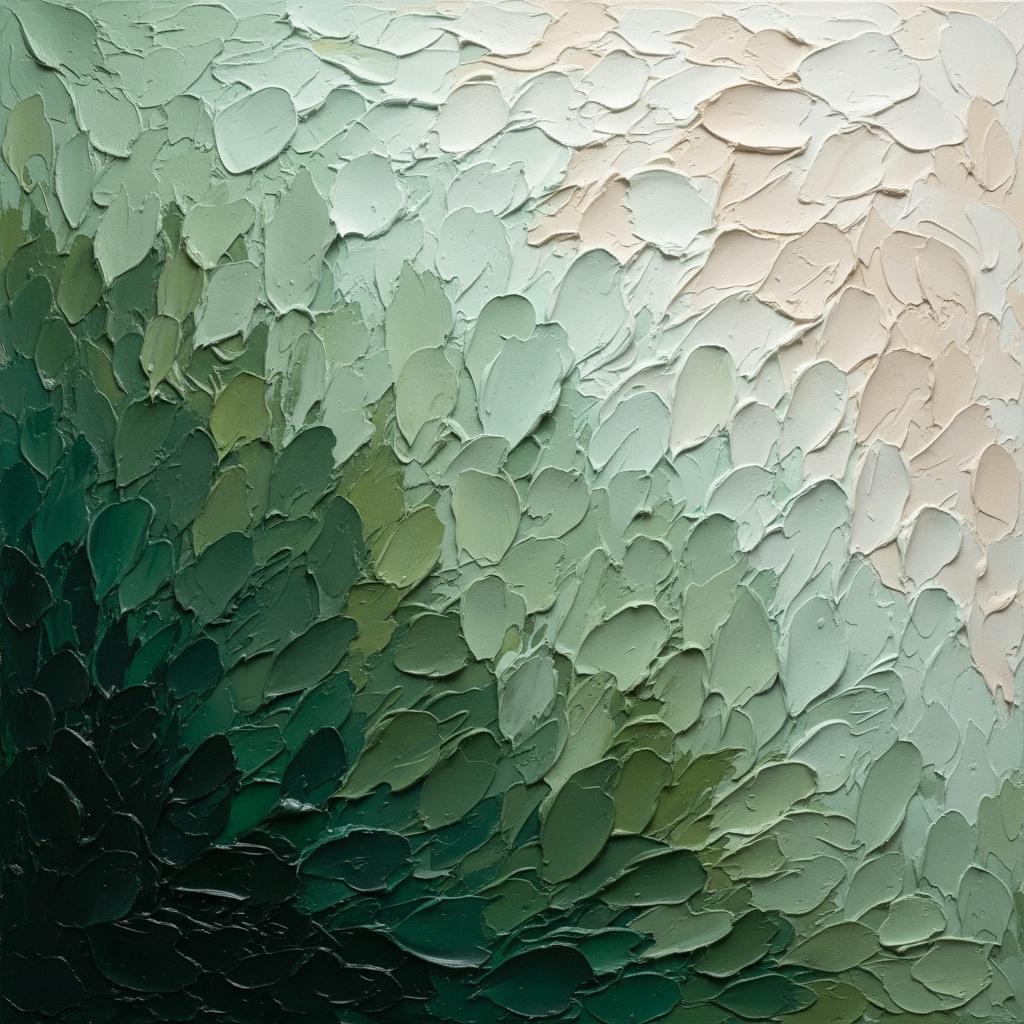 Ethereal Verdant Drift: A Monolithic Study In Sculptural Impasto And Light — David Moreau