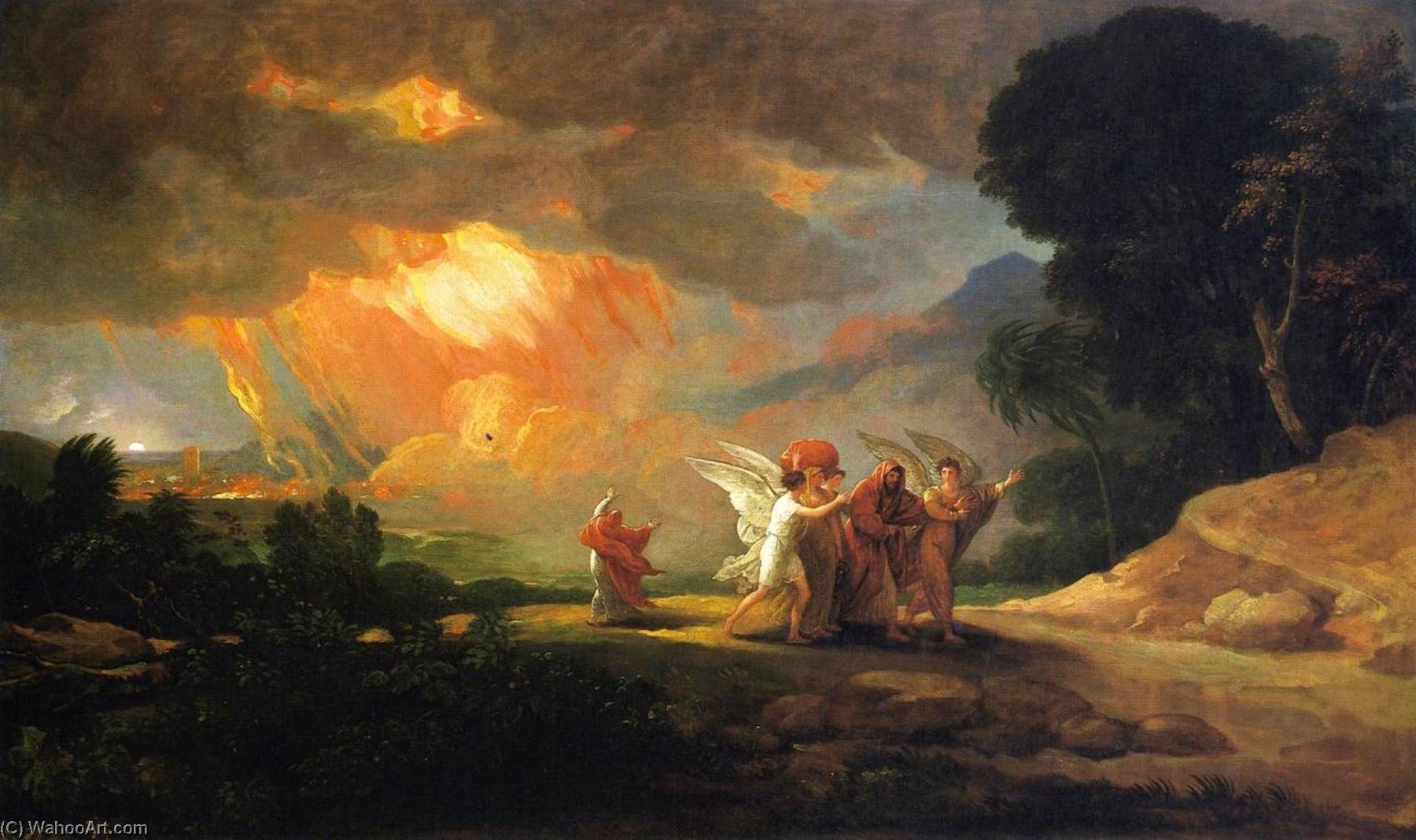 Lot Fleeing From Sodom — Benjamin West