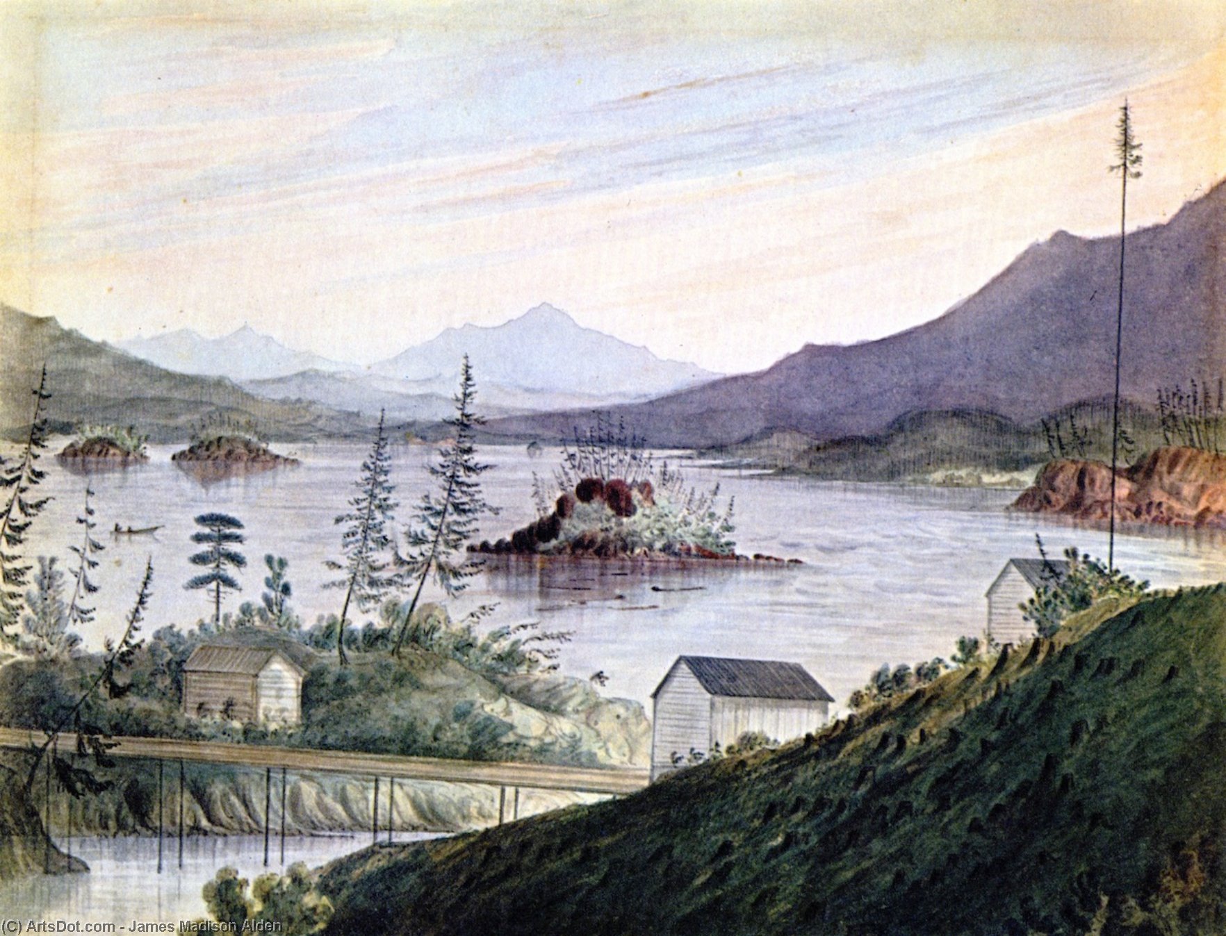 Upper Cacades, Looking Up Columbia River — James Madison Alden