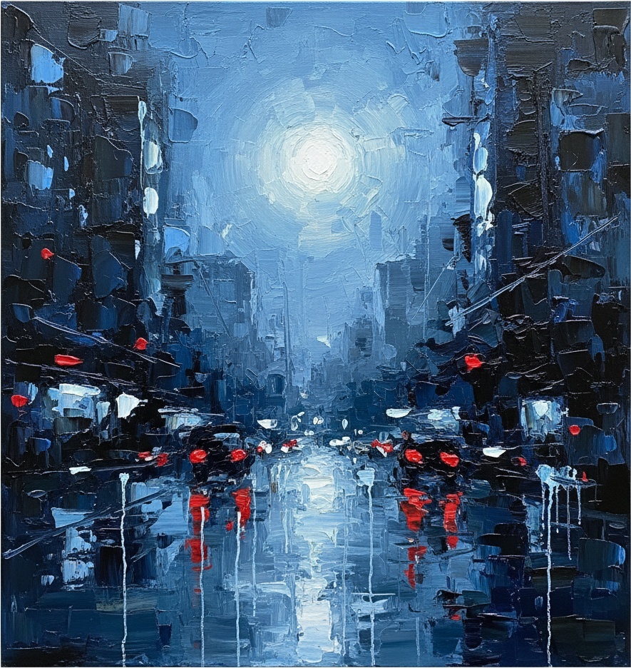 Nocturnal Echoes In Prussian Blue: A Singular Vision Of Luminous Urban Solitude — Christian Noiret