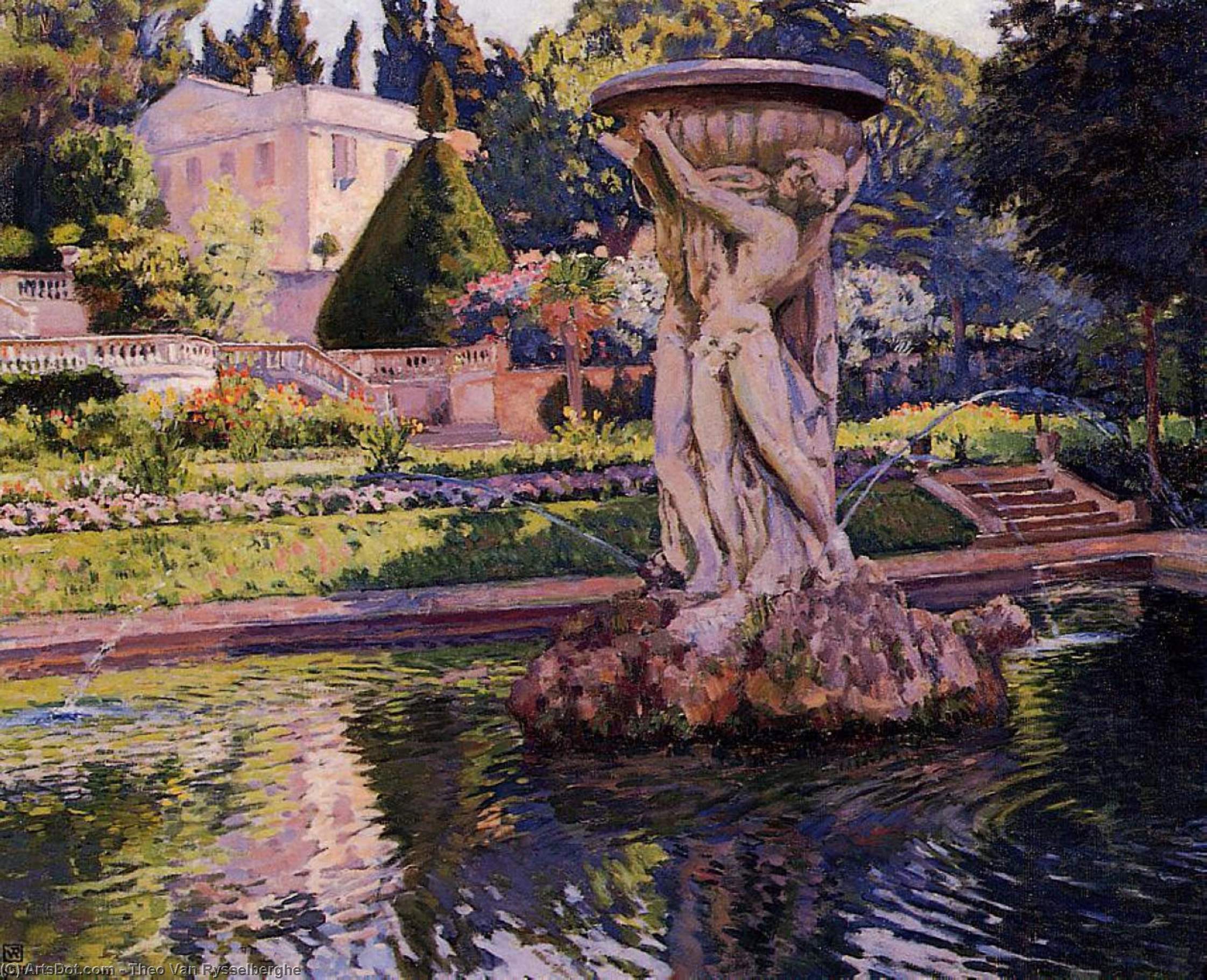 Garden With Villa And Fountain — Theo Van Rysselberghe