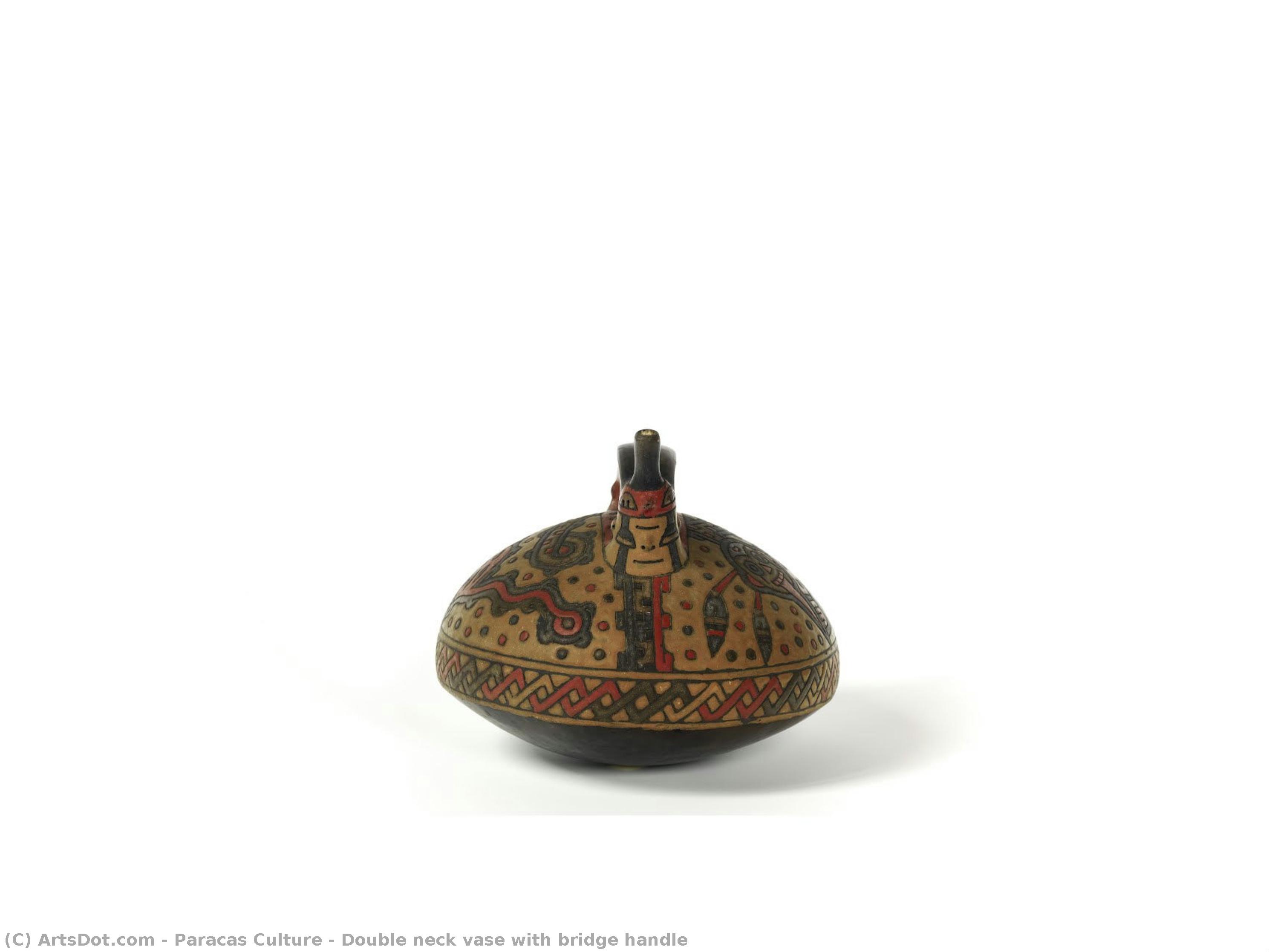 Double Neck Vase With Bridge Handle — Paracas Culture