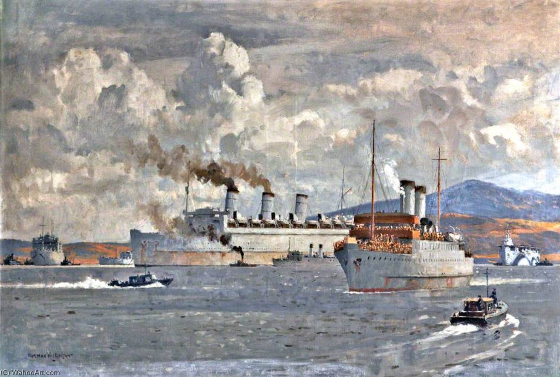 Hm Troopship 'queen Mary' At Anchor In The Clyde, Second World War — Norman Wilkinson
