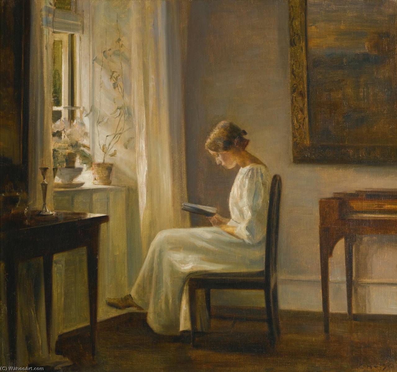 Interior With A Woman Reading — Carl Holsøe