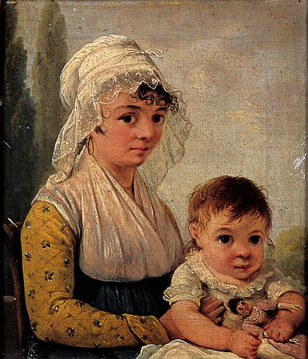 Portrait De Fernande Crucy Âgée De Deux Ans Et De Sa Bonne Marguerite Balley, Âgée De 26 Ans Crucy — Jean François Sablet