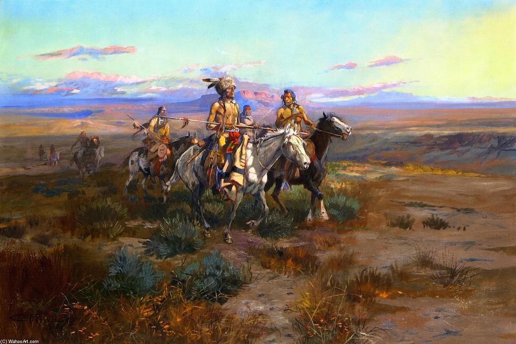 Seeking The Trail (detail) — Charles Marion Russell