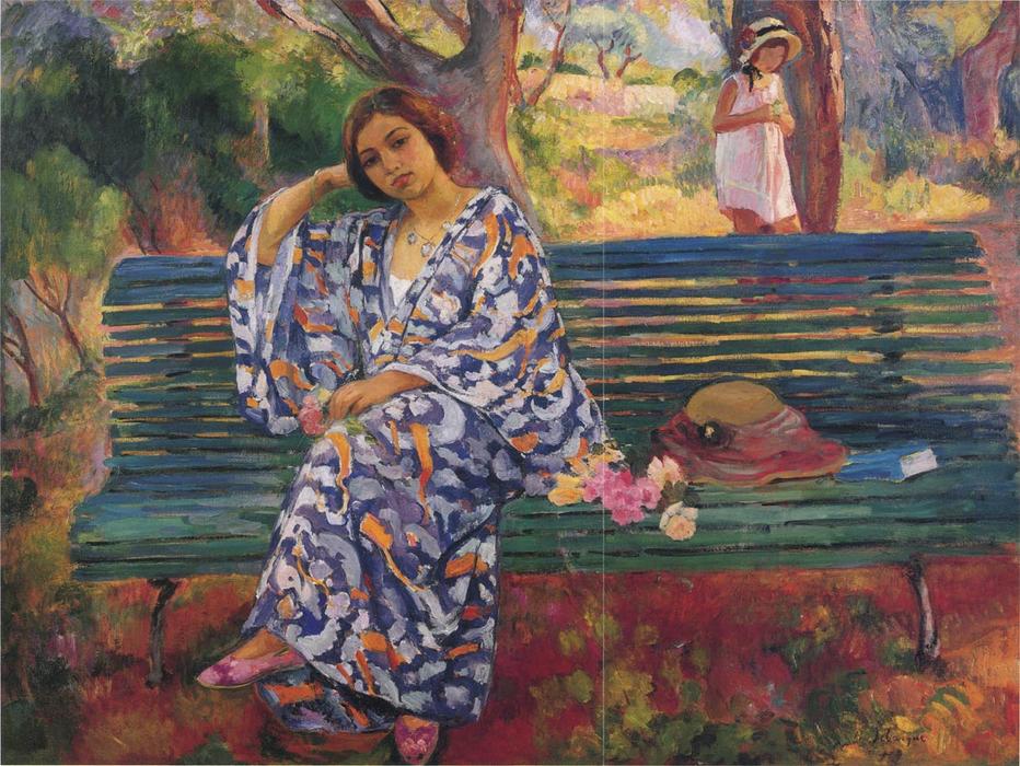 Young Woman Seated On A Bench — Henri Lebasque