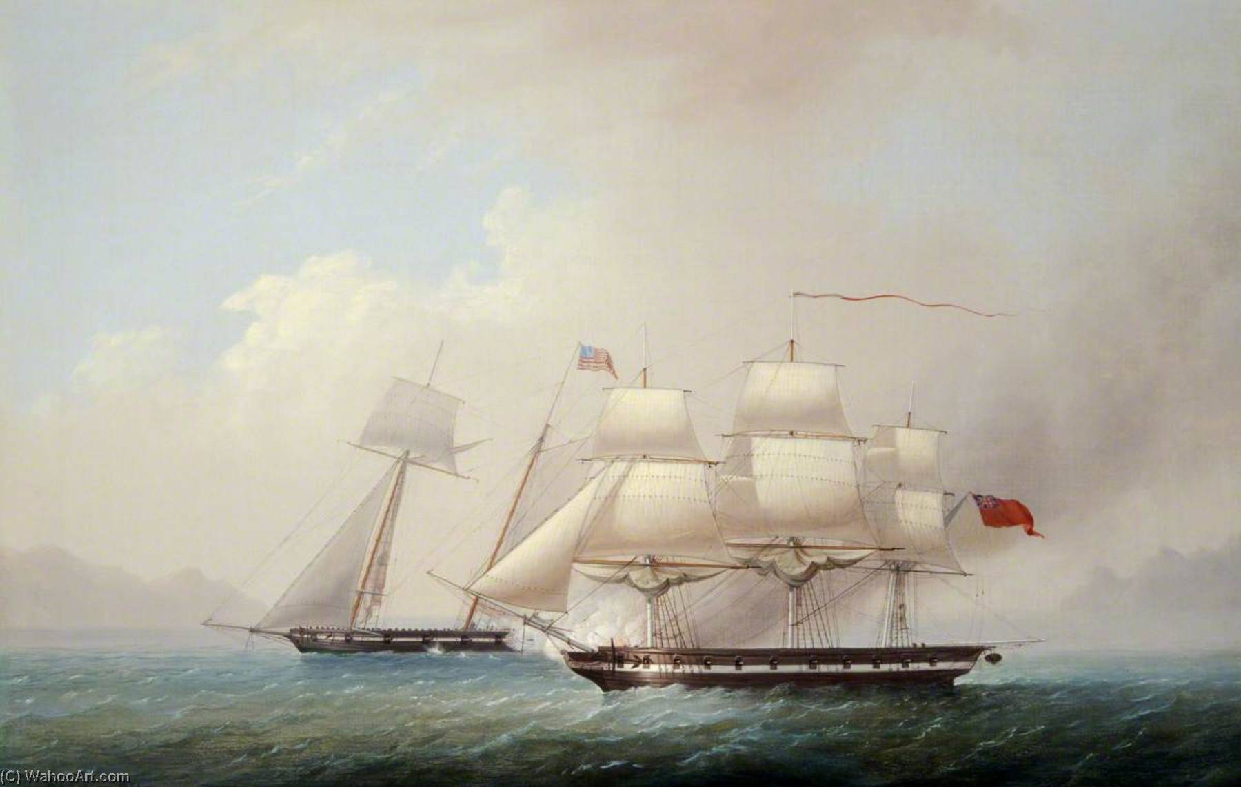 The 'gaspe' Of Jersey Engaging The Us Privateer 'diomede', 1814 — Philip John Ouless
