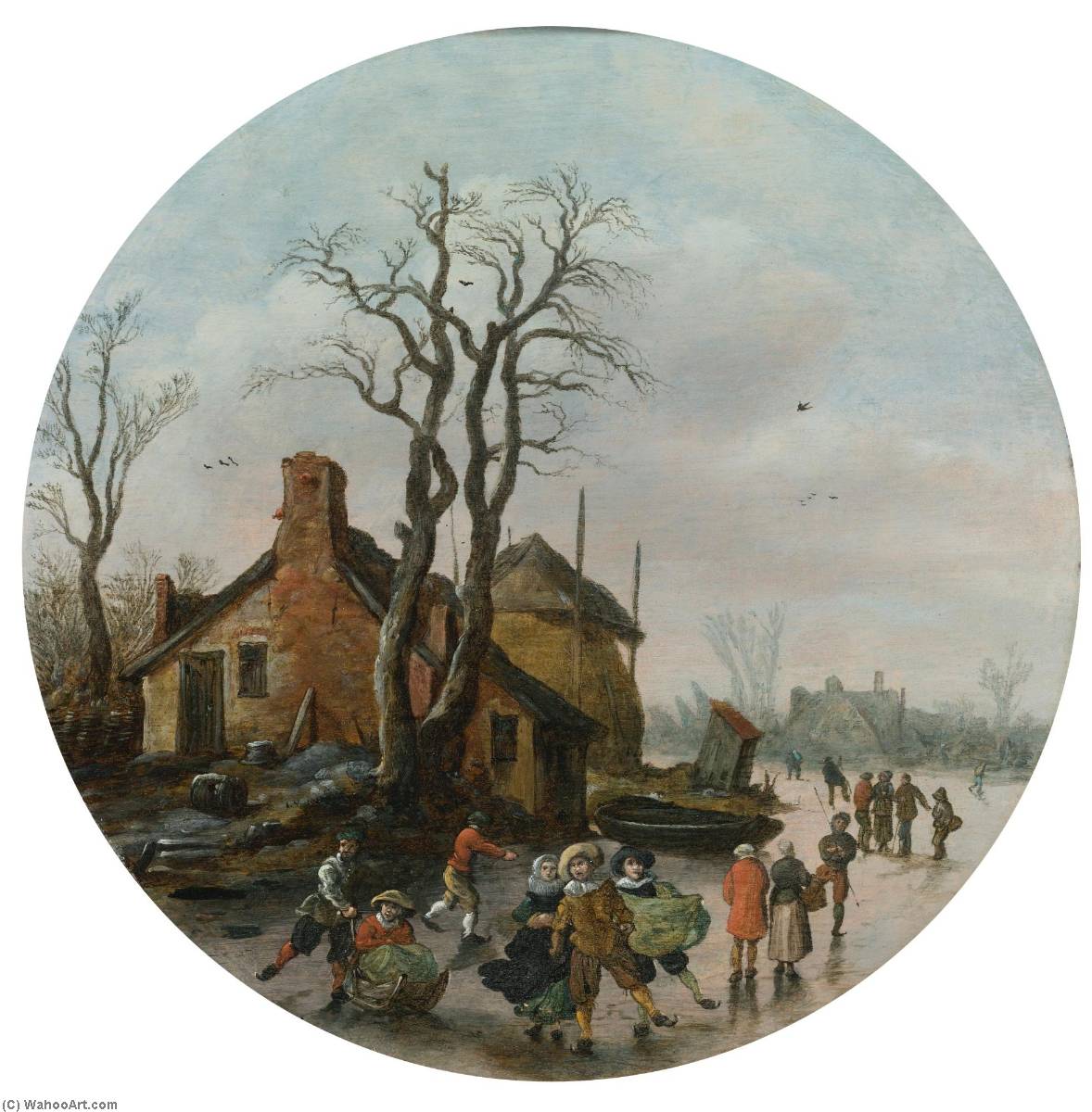 Winter Landscape With Skaters On A Frozen Canal — Jan Josefsz Van Goyen