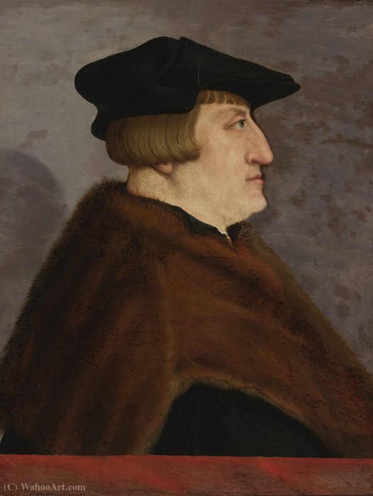 Profile Portrait Of A Gentlemen, Half Lenght, Wearing S Black Hat And Jacket With Fur, Before A Parapet — Christoph Amberger