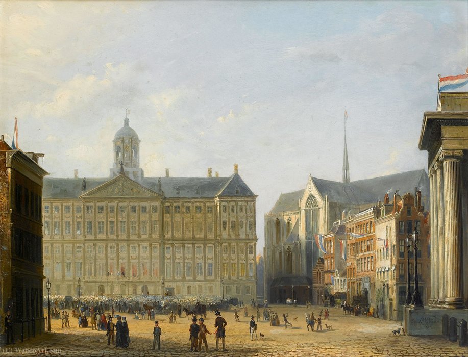 King William Iii Of The Netherlands Saluting The Crowd From The Royal Palace — Pierre Tetar Van Elven