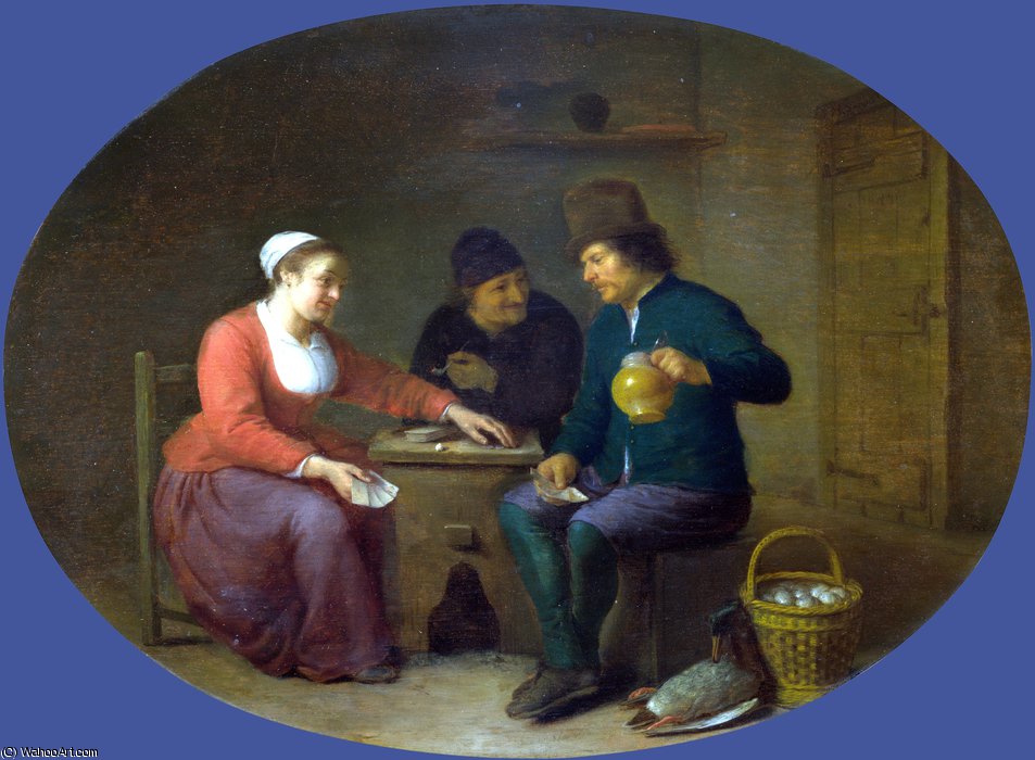 A Woman Playing Cards With Two Peasants — Hendrick Maertensz Sorgh