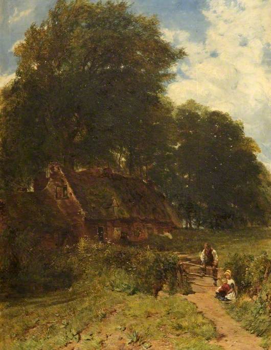 Cottage Scene, Warley, Worcestershire — Charles Thomas Burt