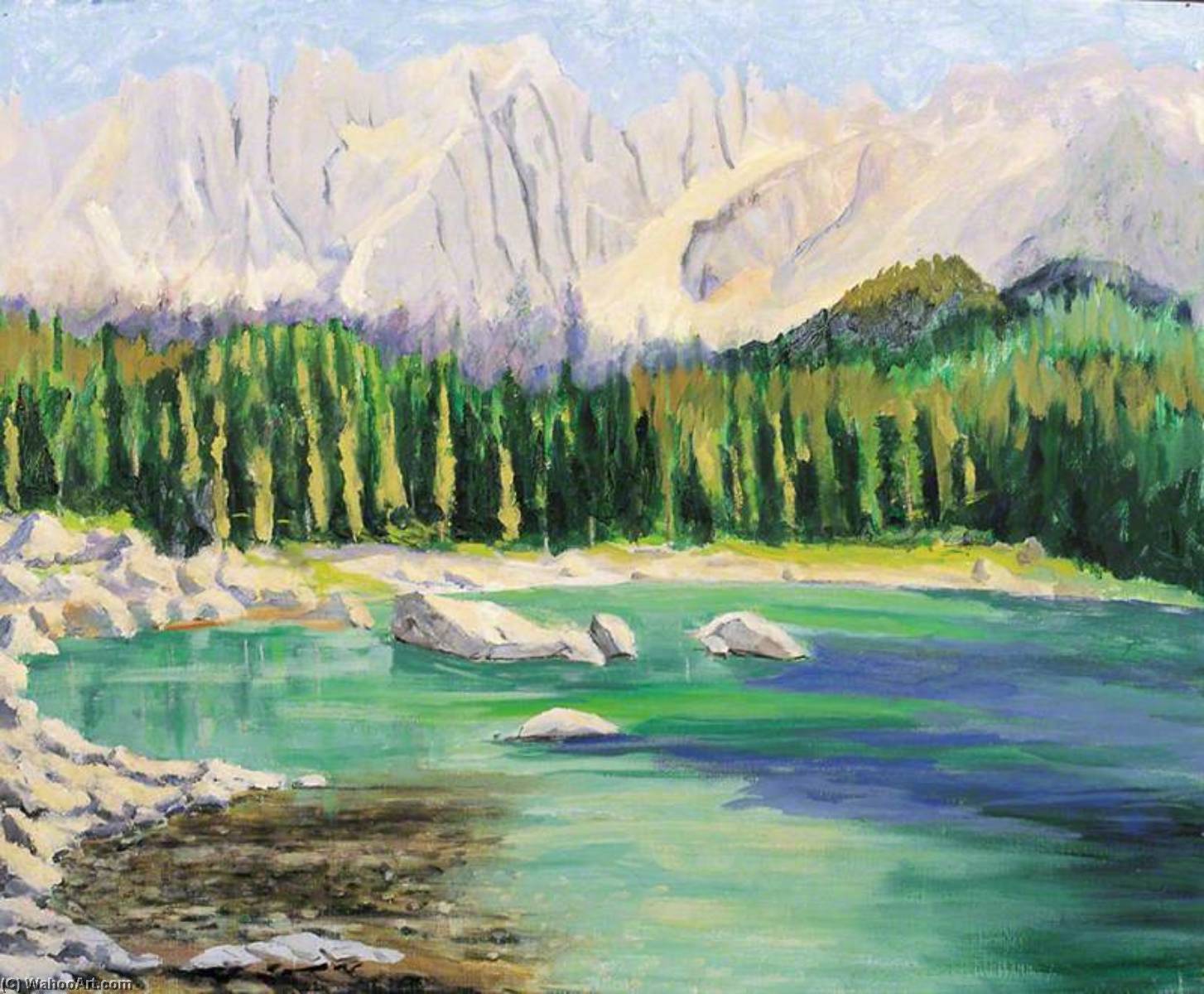 Lake Carezza With The Dolomites In The Distance (iii) — Winston Spencer Churchill