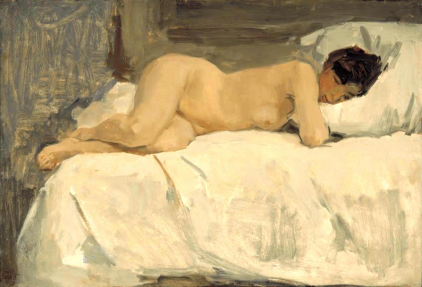 Female Nude Lying On A Sofa — Isak Lazars Israels