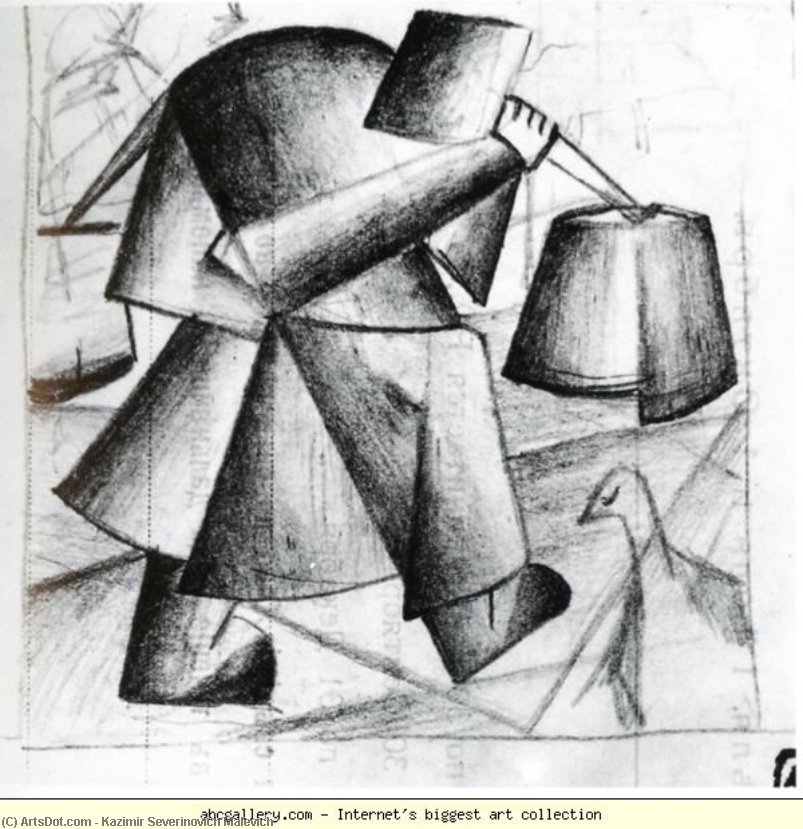 Sketch To The Portrait Of A Builder — Kazimir Malevich