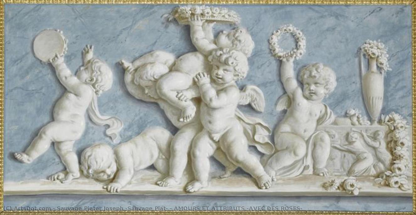 Amours Et Attributs (avec Des Roses) — Sauvage Pieter Joseph (sauvage Piat)