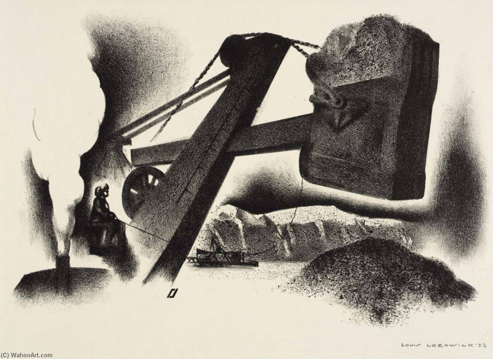 Steam Shovel In Desert, Tajikistan — Louis Lozowick