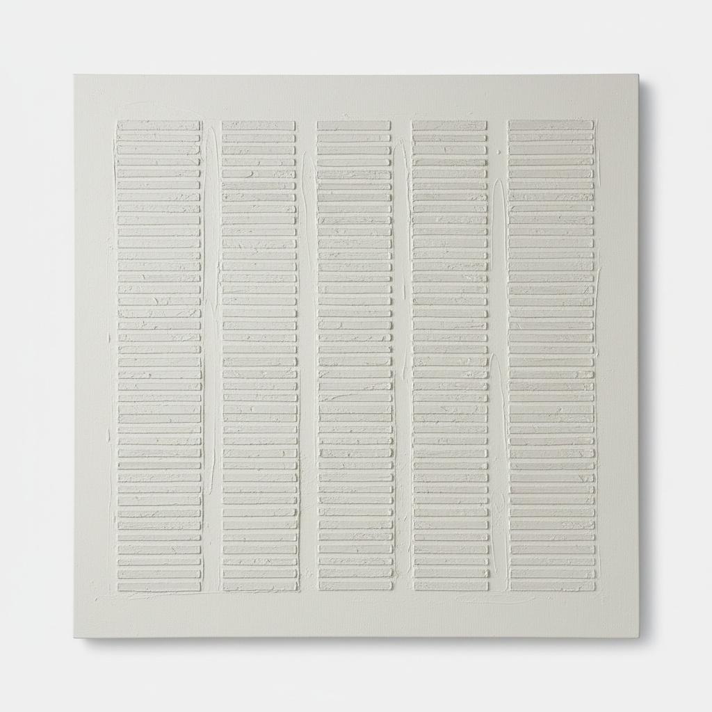 Monolithic Rhythm In Alabaster: A Sculptural Study Of Serene Geometric Relief — David Moreau