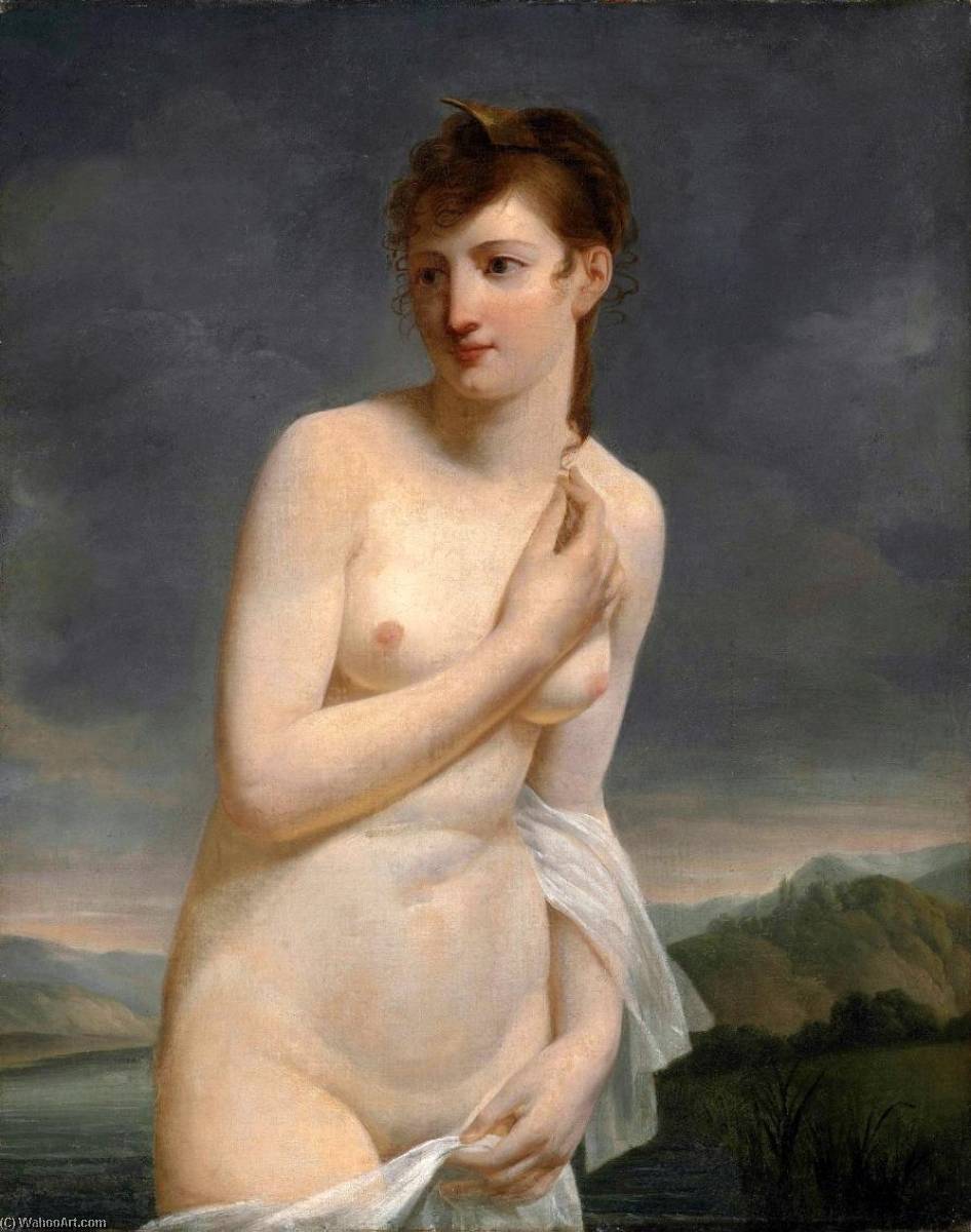 A Female Bather With An Extensive Landscape Beyond — Jacques Antoine Vallin
