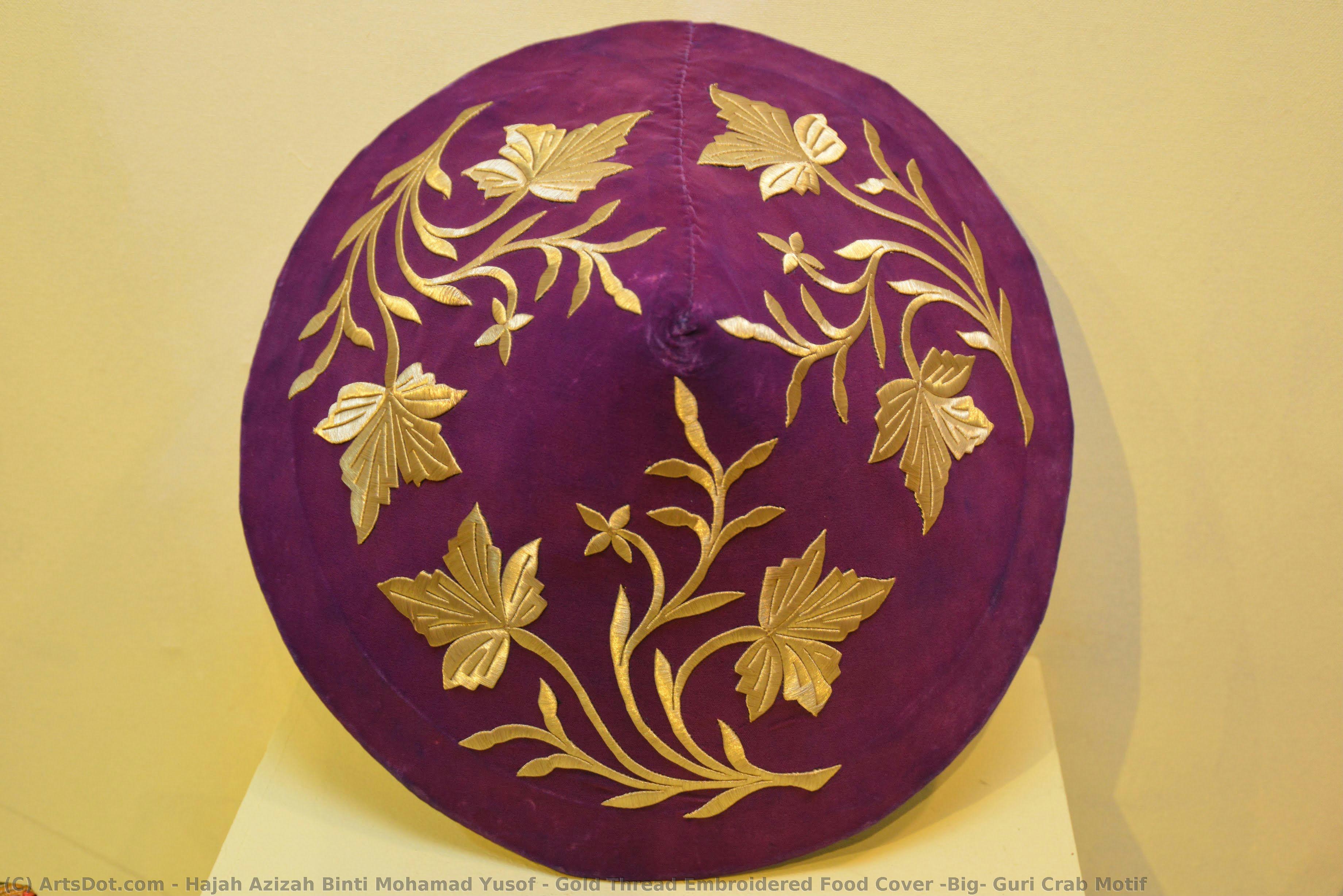 Gold Thread Embroidered Food Cover (big) Guri Crab Motif — Hajah Azizah Binti Mohamad Yusof