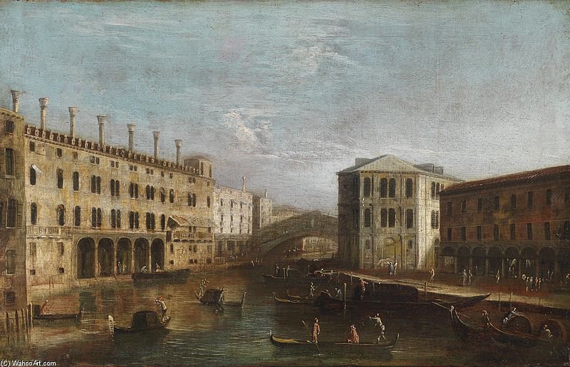 Venetian Vista Overlooking The Grand Canal — Apollonio Domenichini (maestro Della Fondazione Langmatt)