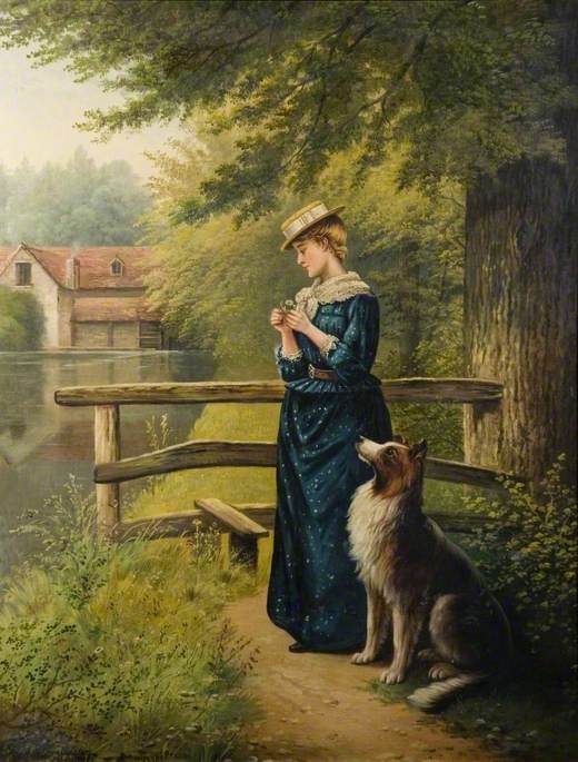 Portrait Of A Woman And A Dog — Albert Milton Drinkwater