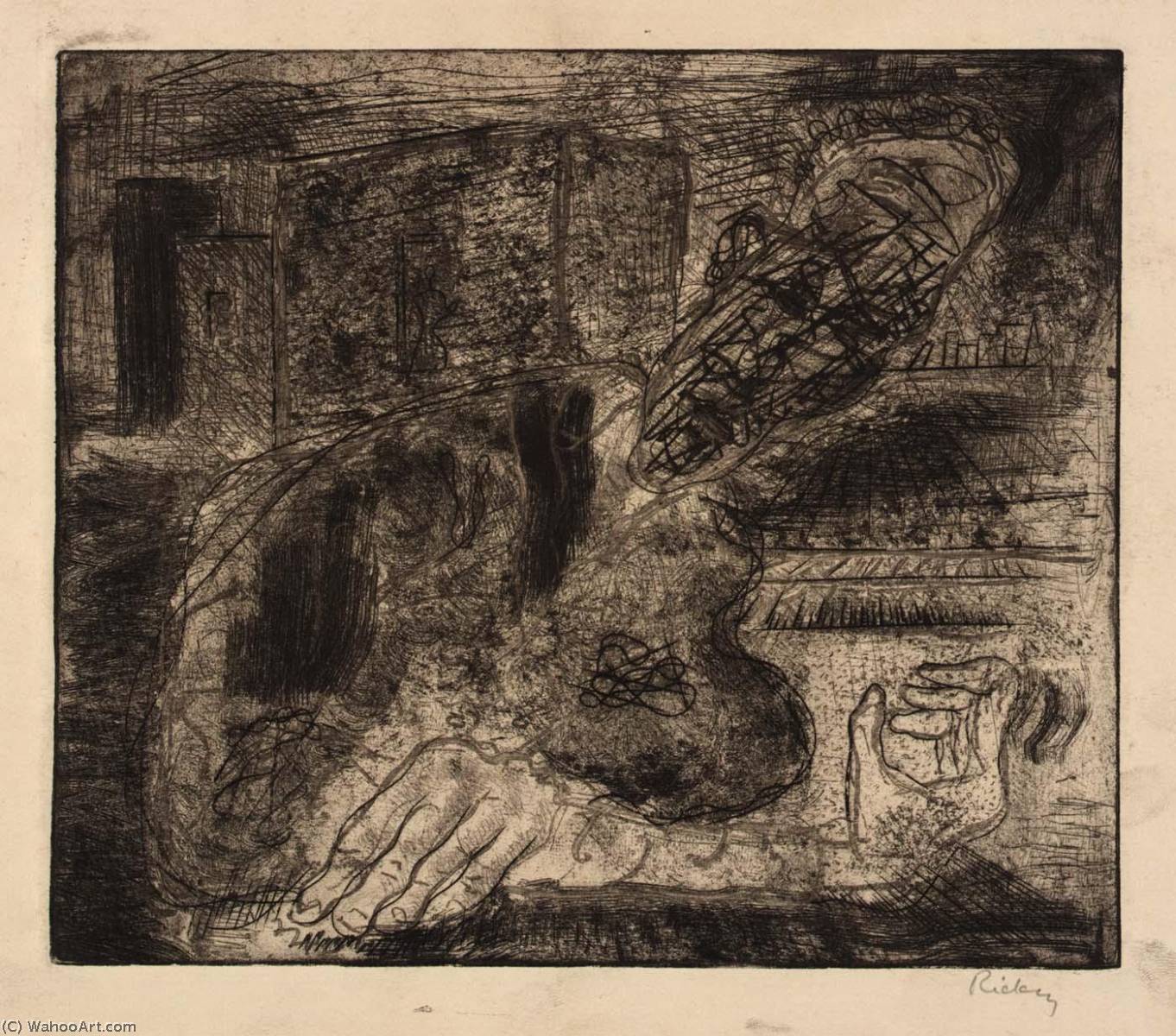 (man Seated At Table) — George Rickey