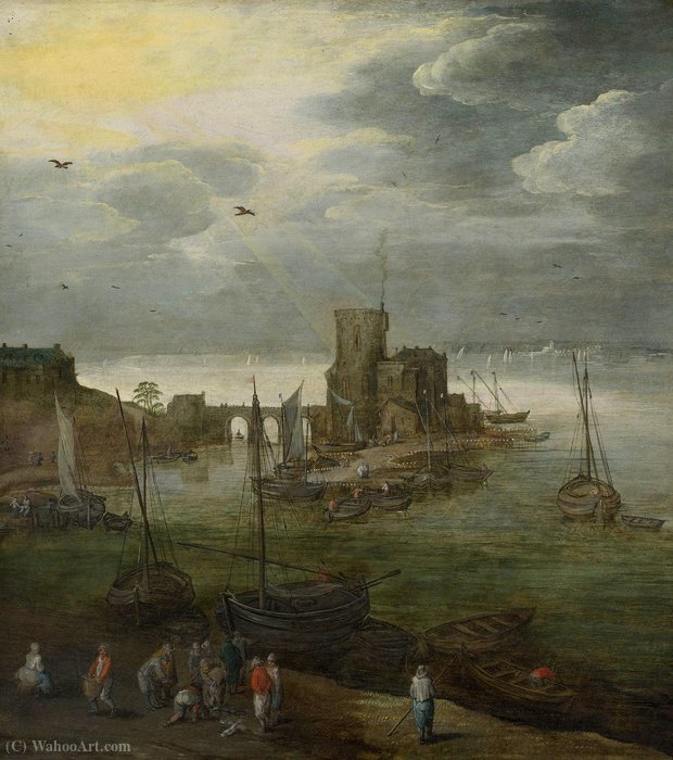 Harbor View With Fishermen — Jan De Momper