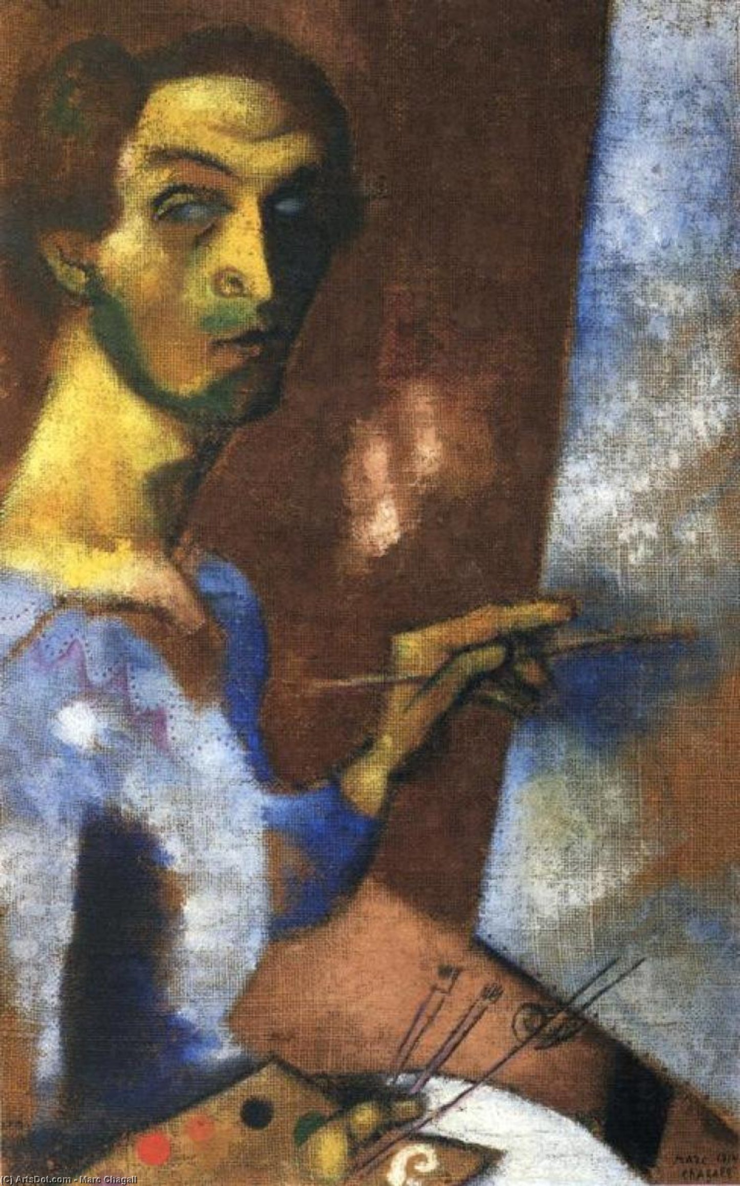 Self Portrait With Easel — Марк Шагал