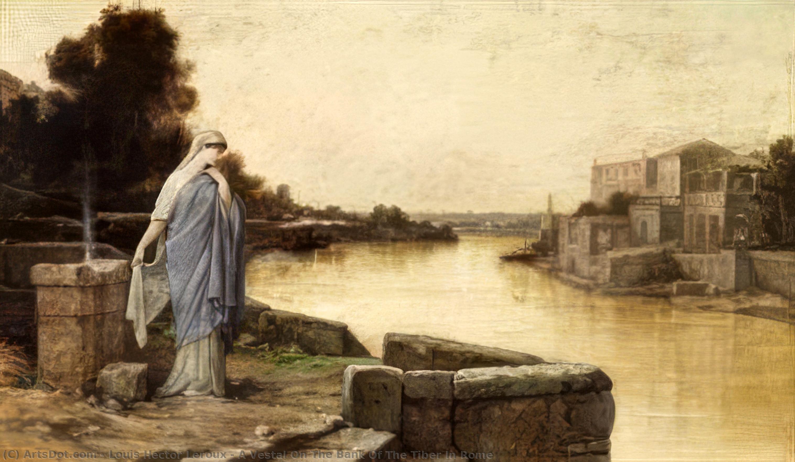 A Vestal On The Bank Of The Tiber In Rome — Louis Hector Leroux