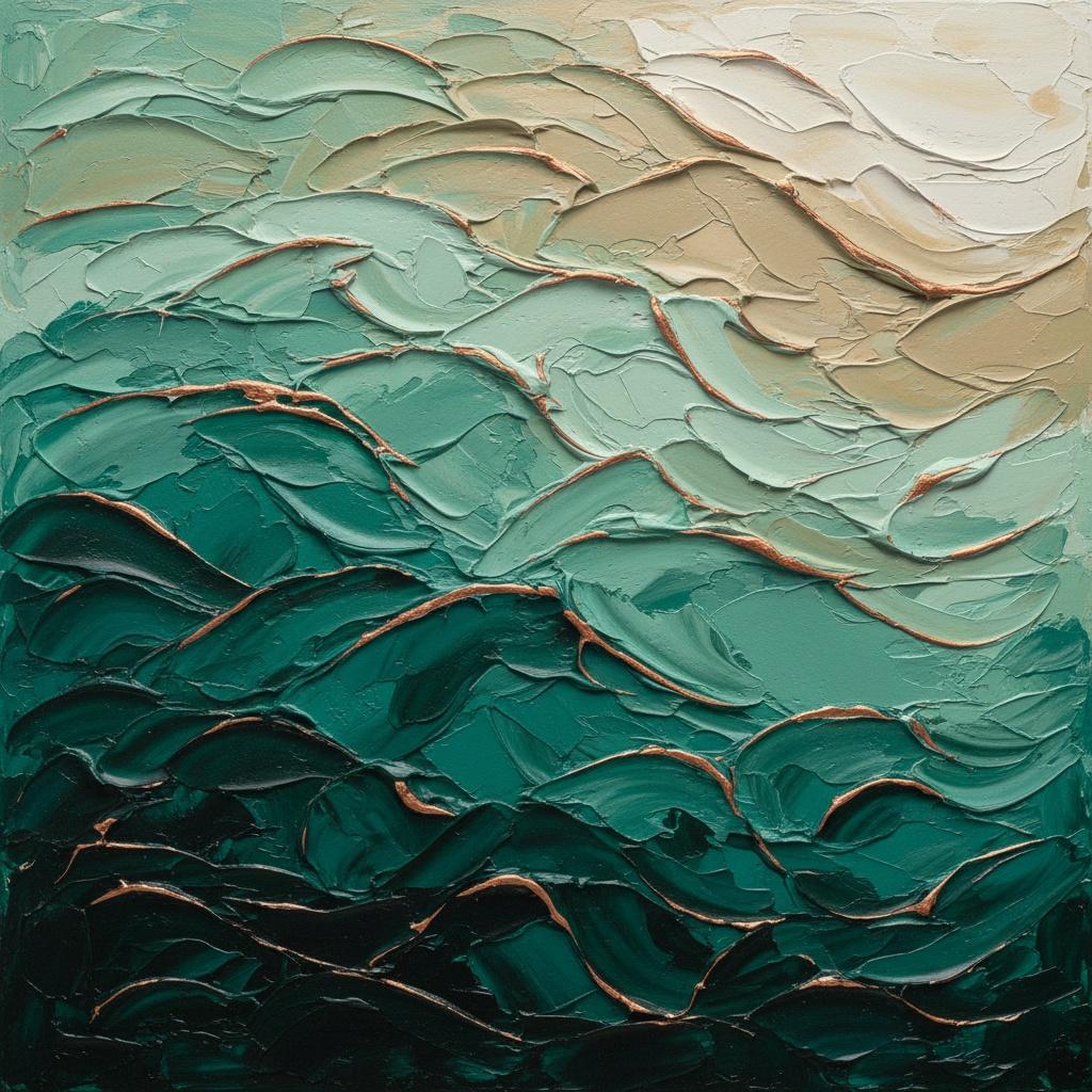 Ethereal Undulations Of Verdant Sage And Burnished Gold In Sculptural Relief — David Moreau