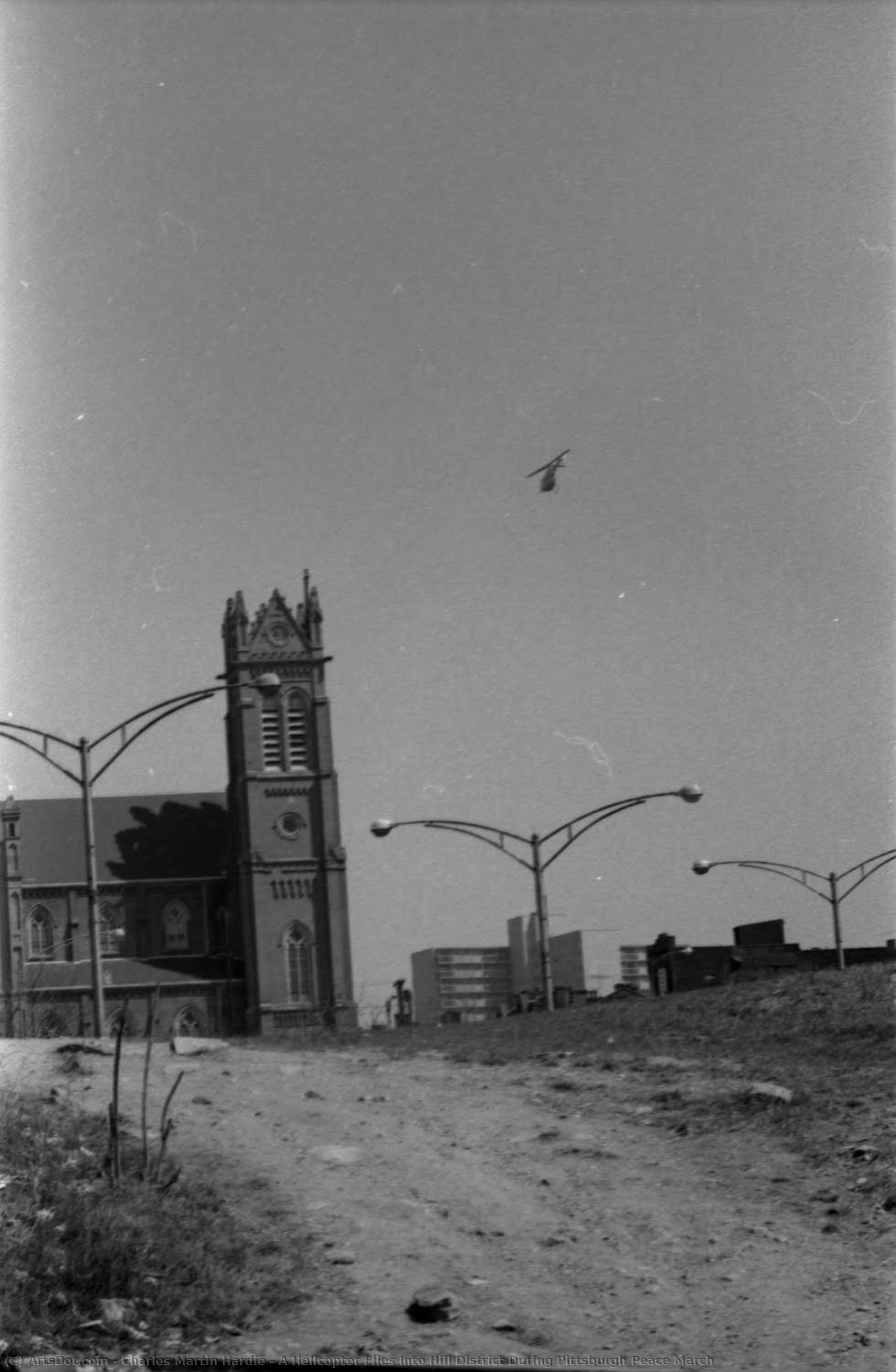 A Helicopter Flies Into Hill District During Pittsburgh Peace March — Charles Martin Hardie