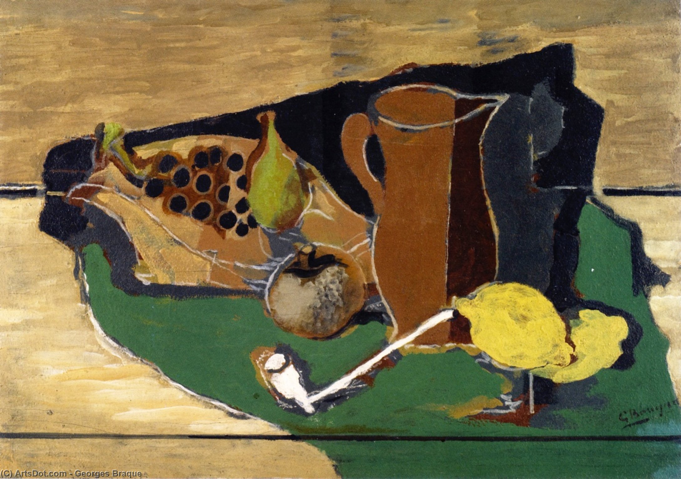 Fruit, Pitcher And Pipe — Жорж Брак