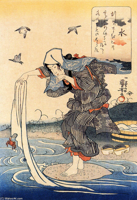 Woman Doing Her Laundry In The River — Utagawa Kuniyoshi