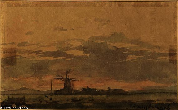 A Landscape With A Windmill, Towards Twilight — Jan Weissenbruch