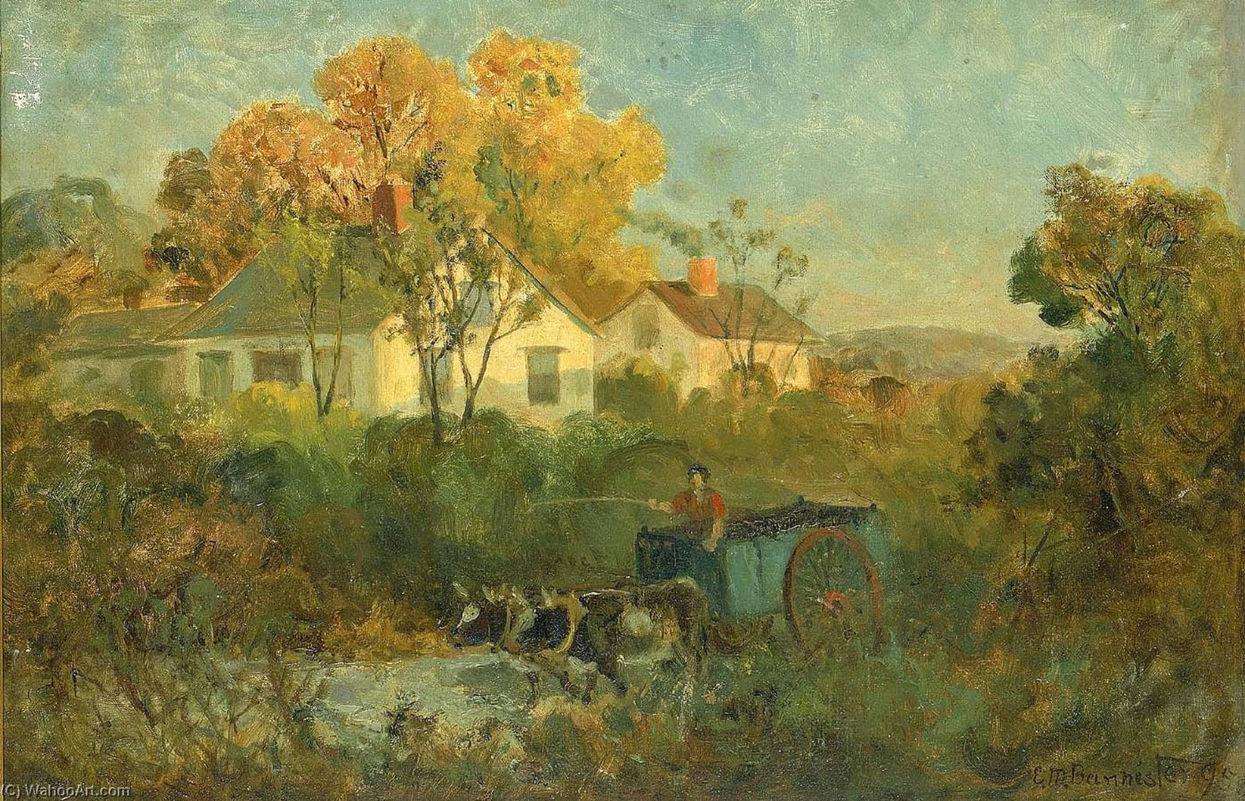 The Drinking Pool (man In Cart With Oxen At Pool) — Edward Mitchell Bannister